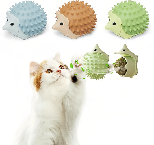 2 IN 1 Catnip Ball Toys, Edible Refillable Catnip Toys for Cats, Healthy Teeth Cleaning Dental Cat Toys for Indoor Cats