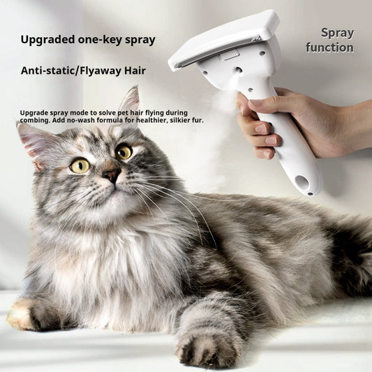 Pet hair cleaning tool, with its own spray cleaning a wide curved lower brush, easy to remove pet hair, loose hair remover for dogs and cats (white)