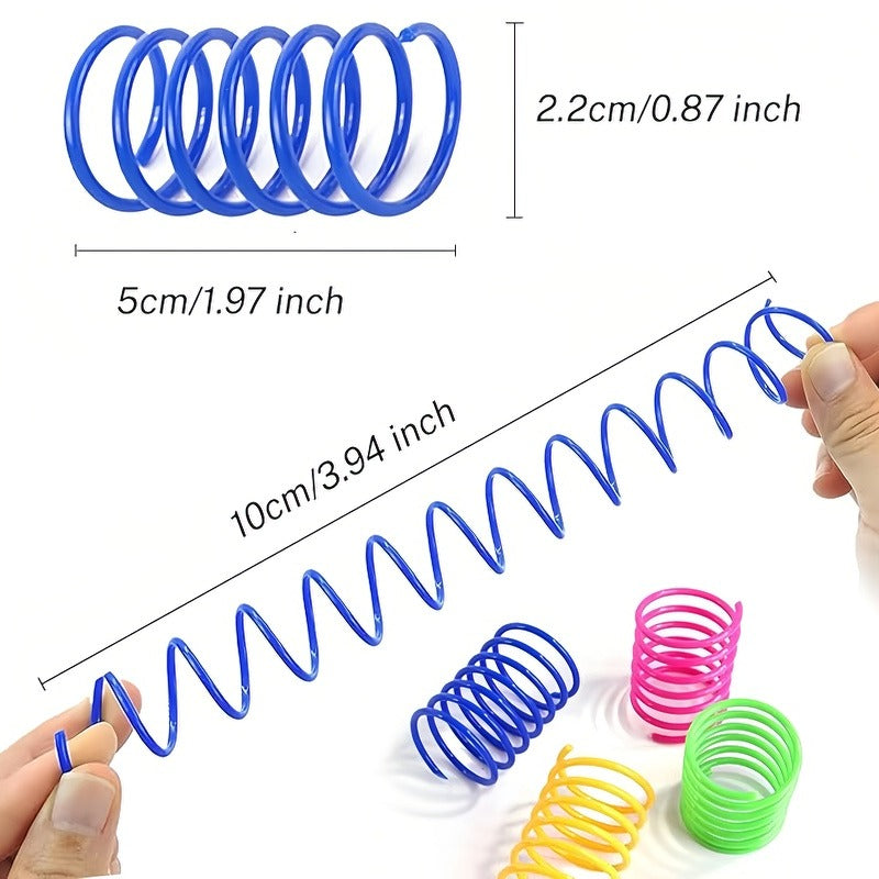 YOMI PET Cat Colorful Spiral Springs Cat Creative Toys for Kitten Birthday, Durable Heavy Plastic Interactive Acc to Kill Time and Keep Fit for Swatting, Biting, Hunting Kitten