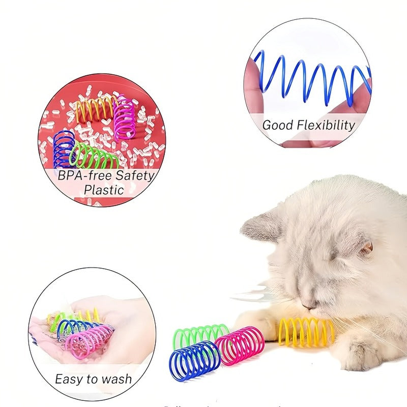 YOMI PET Cat Colorful Spiral Springs Cat Creative Toys for Kitten Birthday, Durable Heavy Plastic Interactive Acc to Kill Time and Keep Fit for Swatting, Biting, Hunting Kitten