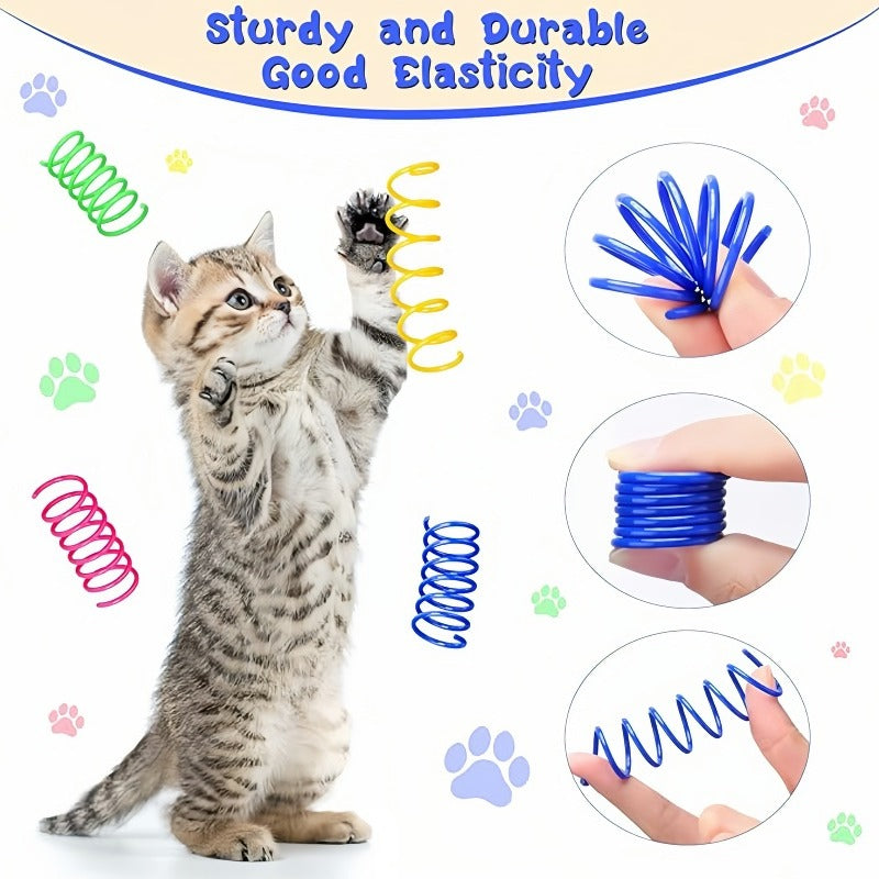 YOMI PET Cat Colorful Spiral Springs Cat Creative Toys for Kitten Birthday, Durable Heavy Plastic Interactive Acc to Kill Time and Keep Fit for Swatting, Biting, Hunting Kitten