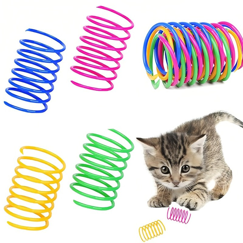 YOMI PET Cat Colorful Spiral Springs Cat Creative Toys for Kitten Birthday, Durable Heavy Plastic Interactive Acc to Kill Time and Keep Fit for Swatting, Biting, Hunting Kitten